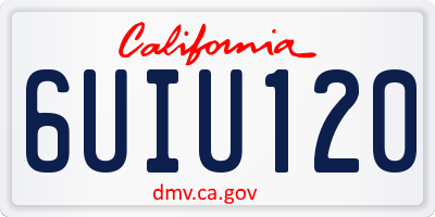 CA license plate 6UIU120