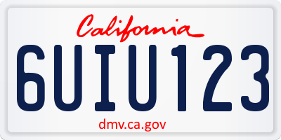 CA license plate 6UIU123