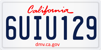 CA license plate 6UIU129