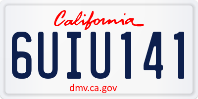 CA license plate 6UIU141
