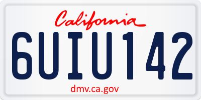 CA license plate 6UIU142