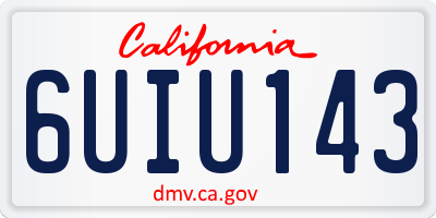CA license plate 6UIU143