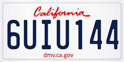 CA license plate 6UIU144