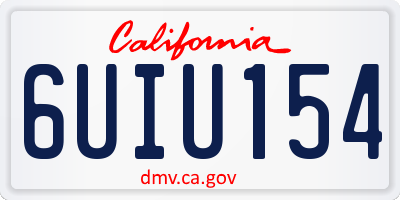 CA license plate 6UIU154