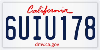CA license plate 6UIU178