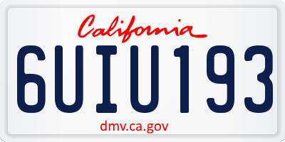 CA license plate 6UIU193
