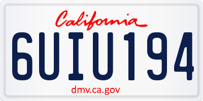 CA license plate 6UIU194