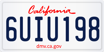 CA license plate 6UIU198