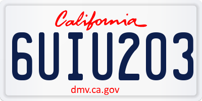 CA license plate 6UIU203