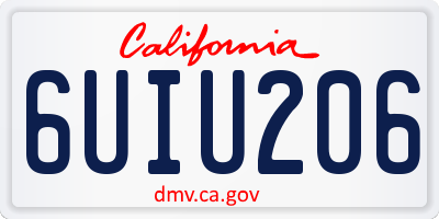 CA license plate 6UIU206