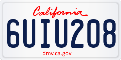 CA license plate 6UIU208