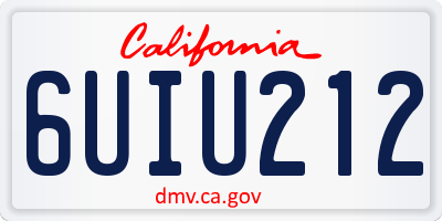 CA license plate 6UIU212