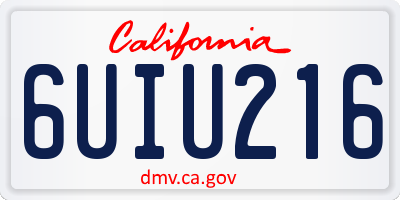 CA license plate 6UIU216