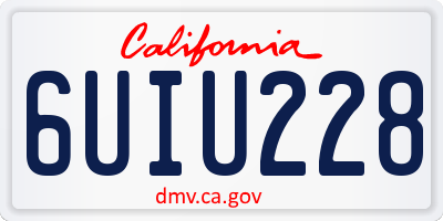 CA license plate 6UIU228