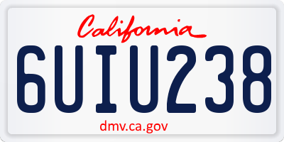 CA license plate 6UIU238