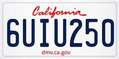 CA license plate 6UIU250