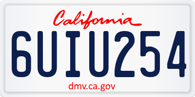 CA license plate 6UIU254