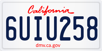 CA license plate 6UIU258