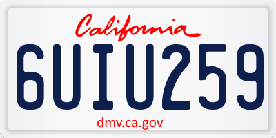 CA license plate 6UIU259