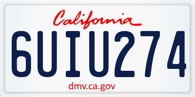CA license plate 6UIU274