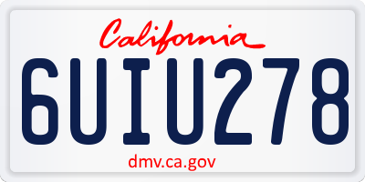 CA license plate 6UIU278