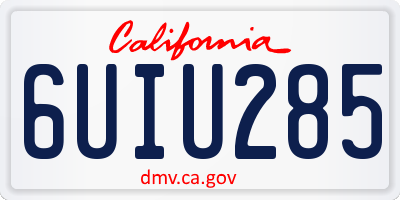 CA license plate 6UIU285
