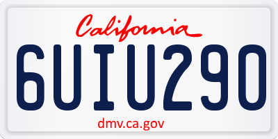 CA license plate 6UIU290