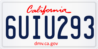 CA license plate 6UIU293