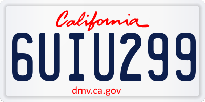 CA license plate 6UIU299
