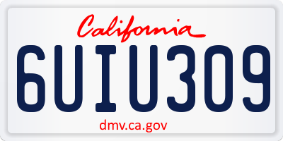 CA license plate 6UIU309
