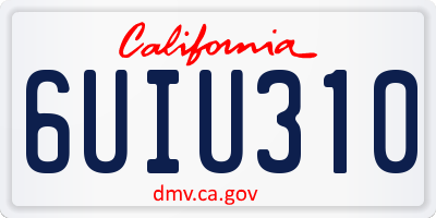 CA license plate 6UIU310