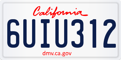 CA license plate 6UIU312