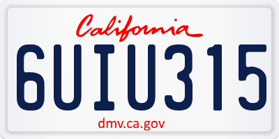 CA license plate 6UIU315