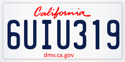 CA license plate 6UIU319