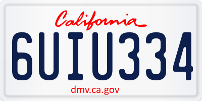 CA license plate 6UIU334