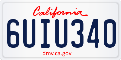 CA license plate 6UIU340