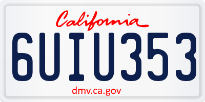 CA license plate 6UIU353