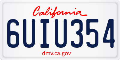 CA license plate 6UIU354