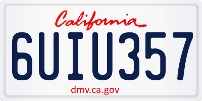 CA license plate 6UIU357