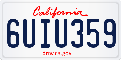 CA license plate 6UIU359