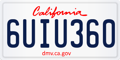CA license plate 6UIU360