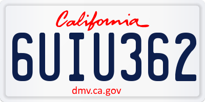 CA license plate 6UIU362