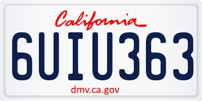 CA license plate 6UIU363