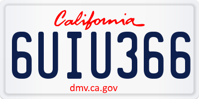 CA license plate 6UIU366