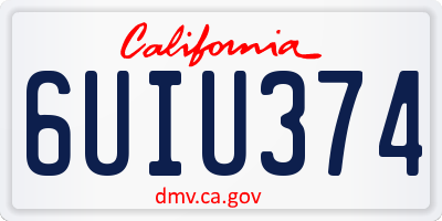 CA license plate 6UIU374