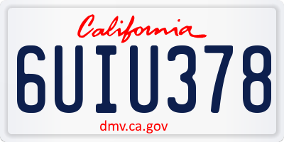 CA license plate 6UIU378