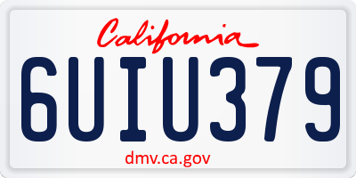 CA license plate 6UIU379