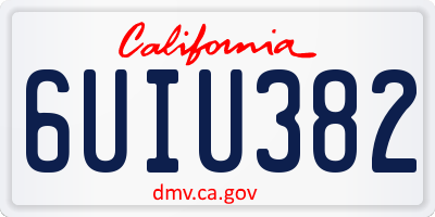 CA license plate 6UIU382