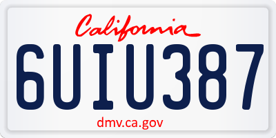 CA license plate 6UIU387