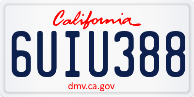 CA license plate 6UIU388